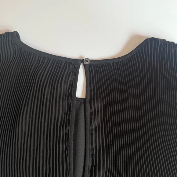 WILFRED Daydreamer Mini Dress Black Pleated Chiffon Long Sleeve L Aritzia - Picture 15 of 16